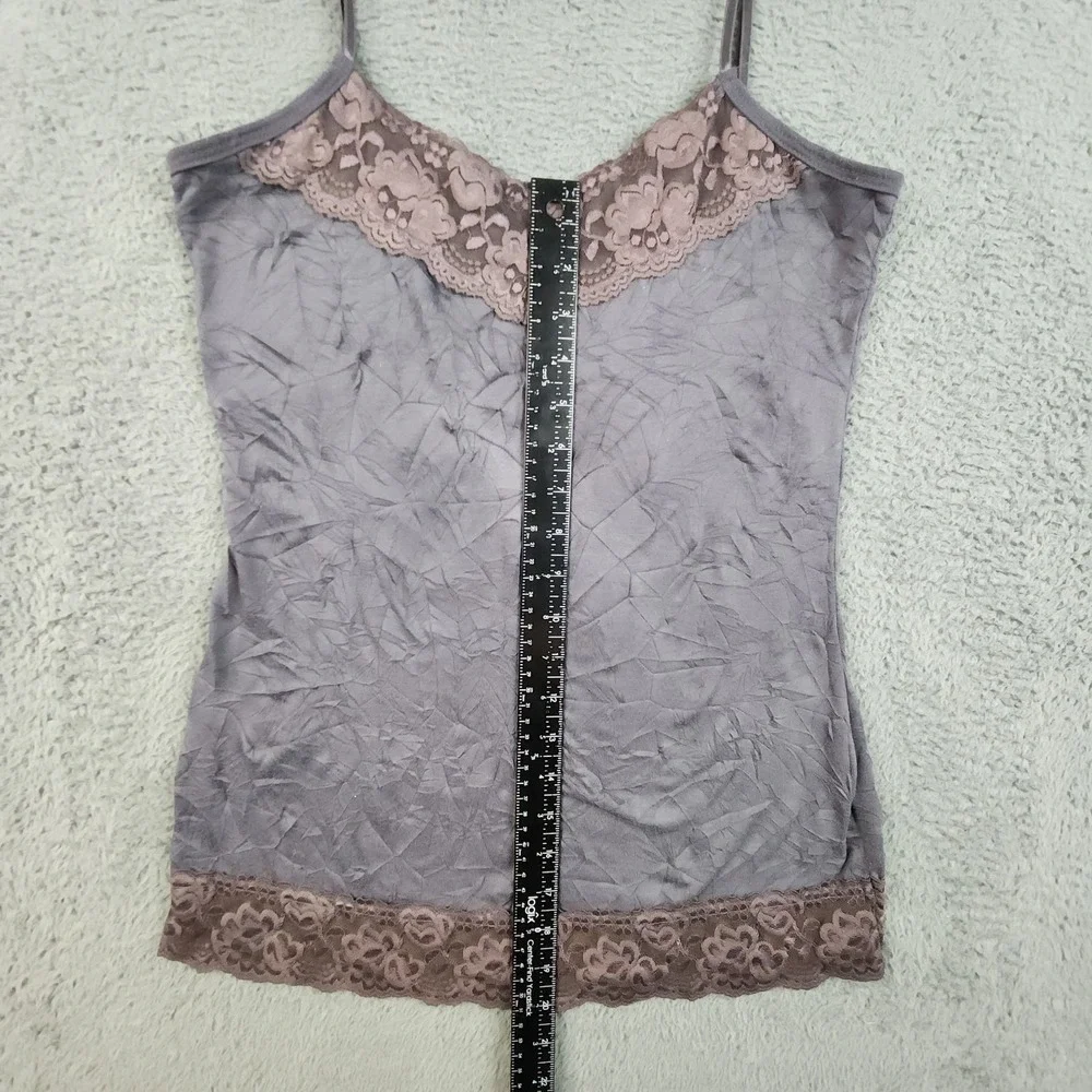 Y2K Babydoll Cami Top Women's Medium Plum Lace Trim Crinkle Bella Swan Coquette - Picture 4 of 9
